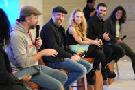 <p>Jason Sudeikis, Brendan Hunt, Juno Temple, Brett Goldstein and Cristo Fernández attend a special Q&A for <em>Ted Lasso </em>in L.A. on Nov. 18. </p>