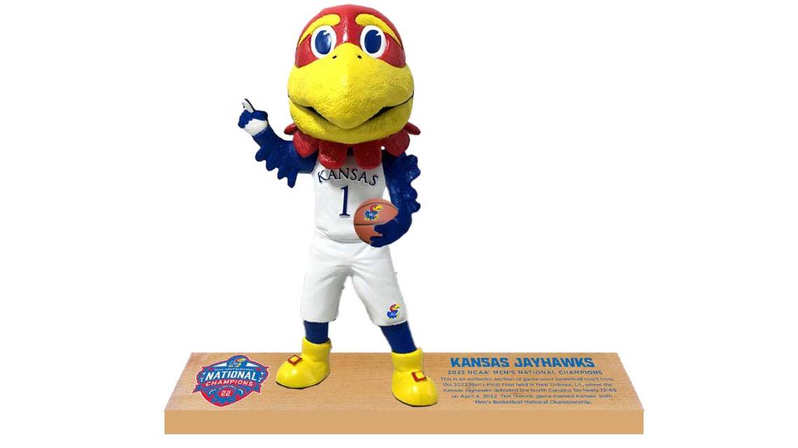 This bobblehead includes part of the court where KU won it’s last national title.