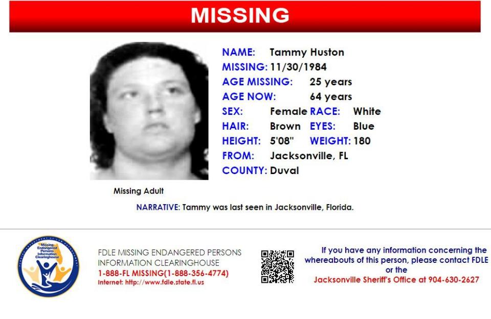 Tammy Huston was reported missing from Jacksonville on Nov. 30, 1984.