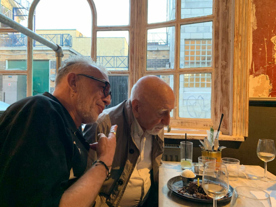 Alabama 3’s Rob Spragg and Dominic Chianese have a bite to eat after their recording session (Picture: Press)