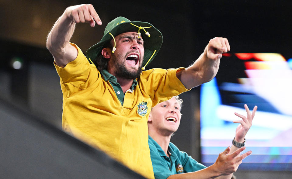 Tennis fans, pictured here watching Andy Murray and Thanasi Kokkinakis at the Australian Open.