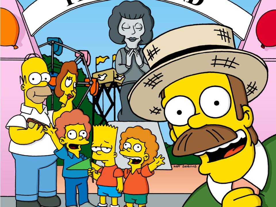 Gestorben wird immer? Bei den "Simpsons" eigentlich nicht. Nur wenige Figuren mussten bislang das Zeitlich segnen. Einer der prominentesten Todesfälle war Maude Flanders, die von einer T-Shirt-Kanone getroffen wurde und unglücklich zu Tode stürzte. Ihren Mann Ned (Bild, rechts) traf es doppelt hart: Seine spätere zweite Ehefrau, Lehrerin Edna Krabappel, musste nach dem Tod ihrer Synchronsprecherin ebenfalls sterben. (Bild: 20th Century Fox Home Entertainment)