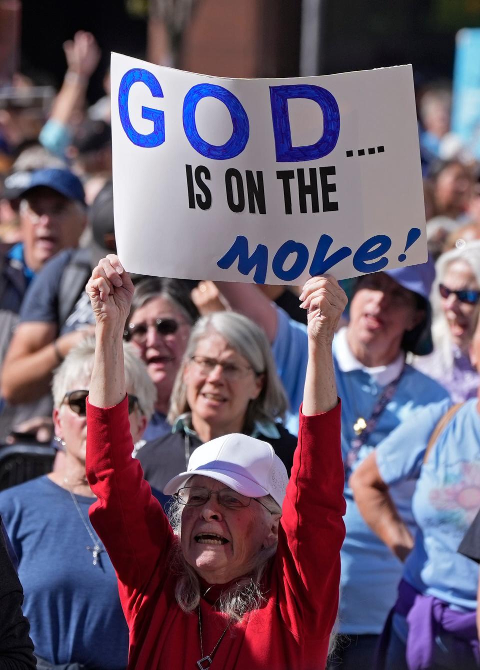 Oct. 5, 2022; Columbus, Ohio, USA; 
Thousands turned out for the first Ohio March for Life on Wednesday at the Ohio Statehouse in Columbus. The event was a show of support for ending abortion access in Ohio from the point of conception. Ohio's Republican lawmakers are  poised to ban nearly all abortions when they return to Columbus after the November elections. Mandatory Credit: Barbara Perenic/Columbus Dispatch