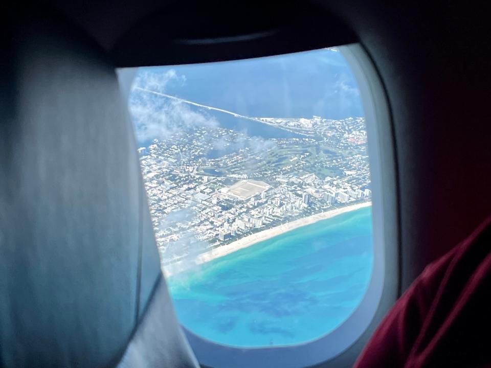 The views over Miami beach right after takeoff.