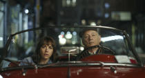 This image released by Apple shows Bill Murray, right, and Rashida Jones in a scene from "On the Rocks." (Apple via AP)