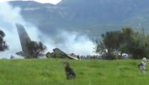 <p>An Algerian military plane is seen after crashing near an airport outside the capital Algiers, Algeria April 11, 2018 in this still image taken from a video. (Photo: ENNAHAR TV/Handout/ via Reuters) </p>