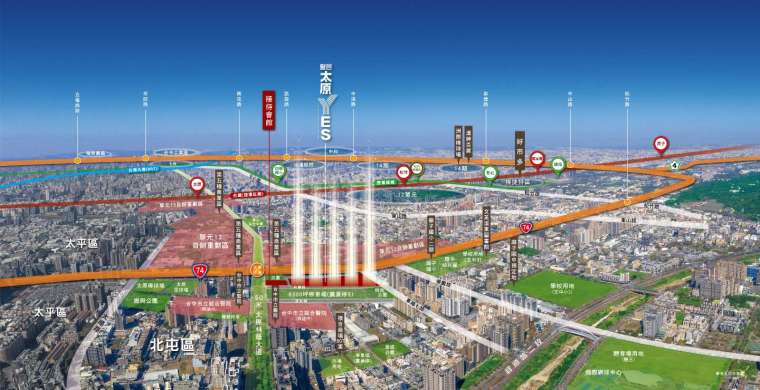 緊鄰市醫特區，豐邑機構打造「太原YES」，7300坪大基地開發，地段環境超優越，新案一出引起市場熱議。(圖:業者提供)