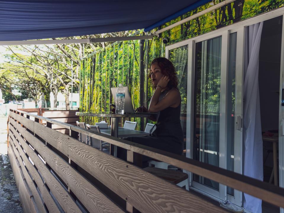 The hotel's patio.