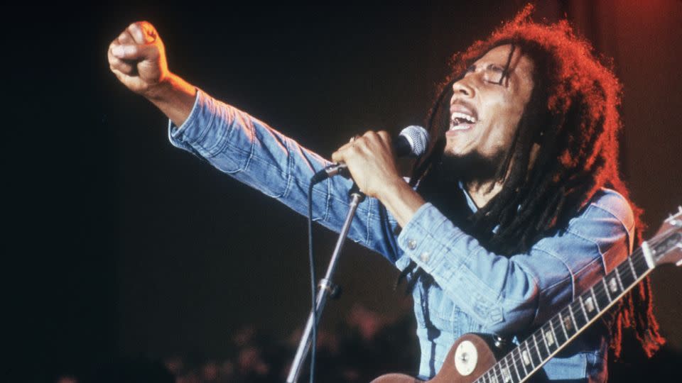 Bob Marley performs onstage during a concert in Stockholm, Sweden, in the late 1970s. The Jamaican reggae star remains an inspiration to musicians today, including Ghana's Stonebwoy. - Hulton Archive/Getty Images