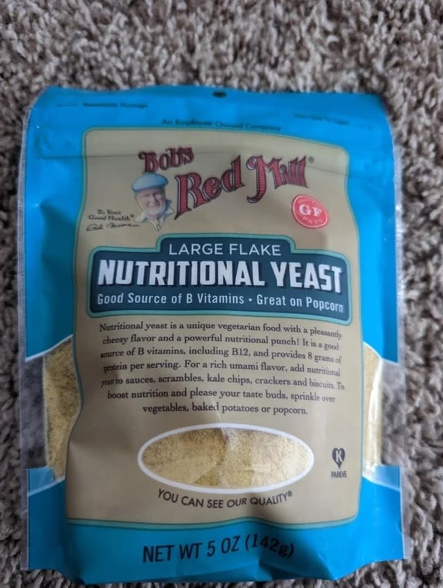 Package of Bob's Red Mill nutritional yeast flakes