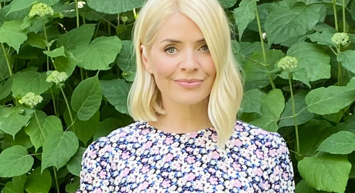 Holly Willoughby wears floral midaxi dress from M&S, which swiftly sold out back in March, but is now back in stock. (Marks and Spencer)