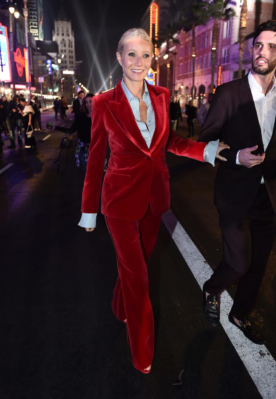 gwyneth paltrow wearing tom ford red suit in 2021