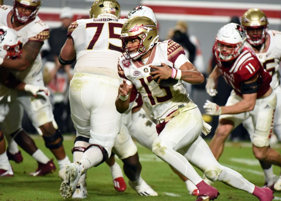 Will Jordan Travis and the Florida State Seminoles upset Clemson in their ACC college football game on Saturday?