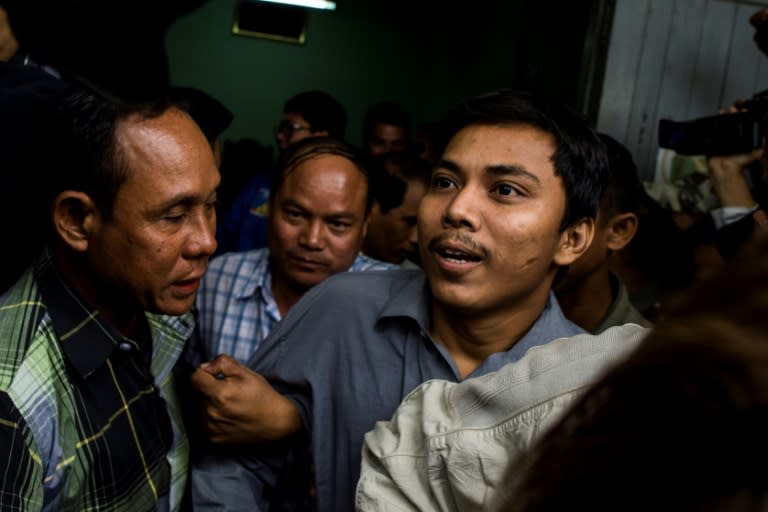 Wa Lone and Kyaw Soe Oo face up to 14 years in jail for allegedly possessing documents related to the army crackdown in Rakhine