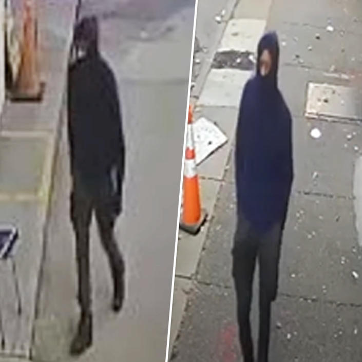 Two separate shooting incidents in New York, left, and Philadelphia appear to be linked by a similar looking suspect. (Philadelphia Police via YouTube)