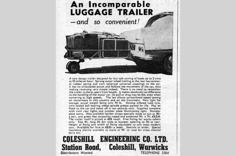 <p>We're not sure we'd want to pull one of these lightweight single-wheel trailers at 70mph when empty, never mind when it's loaded up with suitcases. That one wheel looks about the size of the ones on a supermarket trolley…</p>