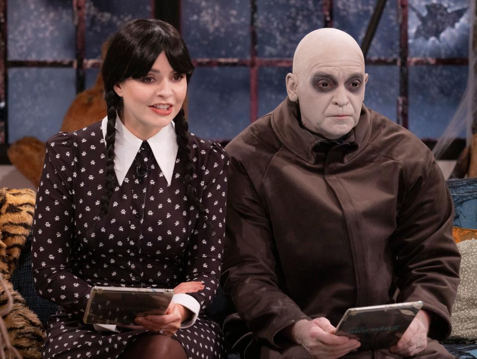 Holly Willoughby and Phillip Schofield hosted This Morning dressed as Wednesday and Fester from The Addams Family. (Shutterstock/ITV)