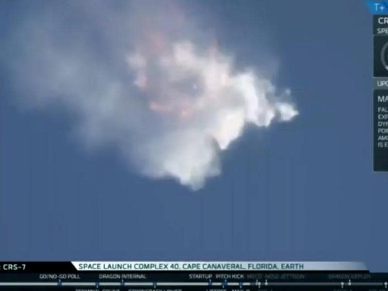 Der Screenshot aus einem Live-Video zeigt die Explosion. Foto: SpaceX