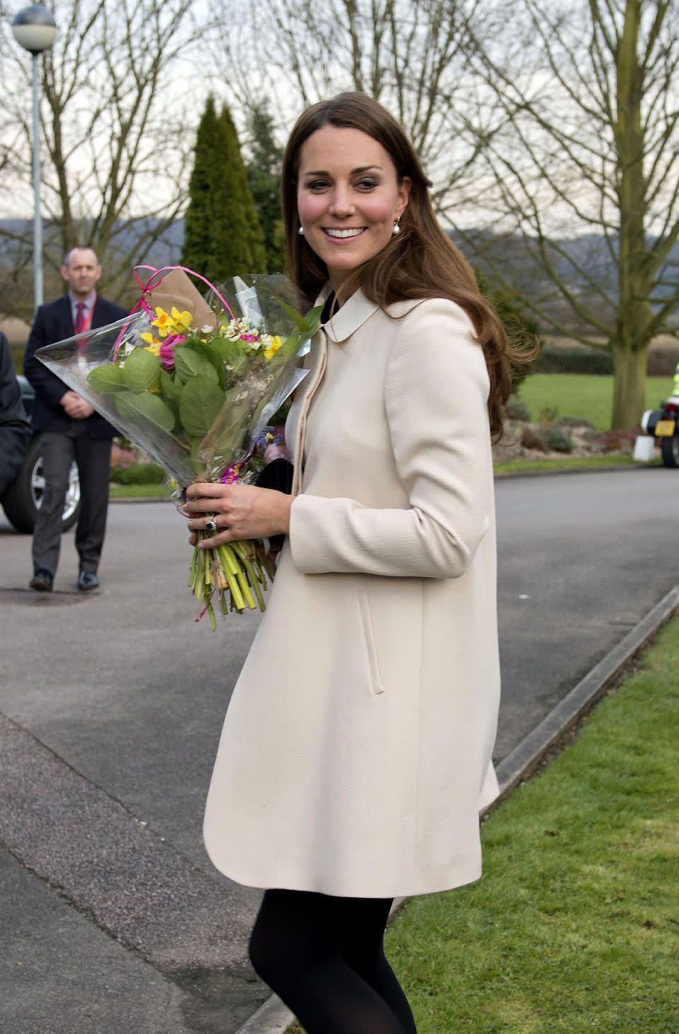 The Duchess was pictured wearing the exact same coat in 2013, when she was pregnant with Prince George. Photo: Getty Images