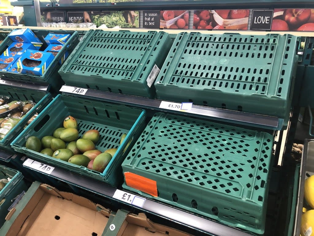 Empty food shelves in Tesco (Brian Lawless/PA) (PA Wire)
