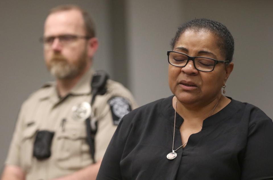 Violeta Avalo talks about the loss of her son, Juan Nikely Avalo, during former Ranlo Police Officer Kwaku Riley Agyapon’s plea hearing Tuesday afternoon, June 4, 2024, at the Gaston County Courthouse.