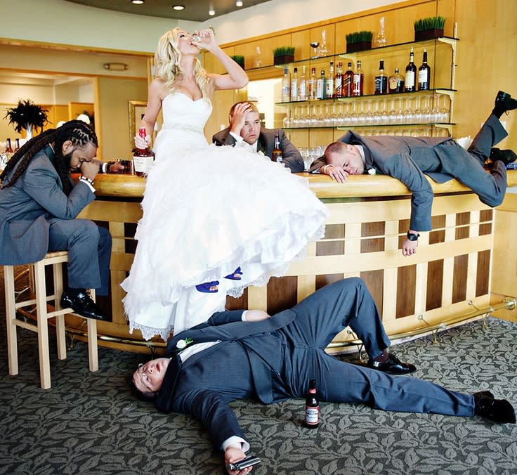 <div class="caption-credit"> Photo by: Igo Photography</div><div class="caption-title">Reject Stereotypical Gender Roles</div>This bride proudly drank the groomsmen under the table.