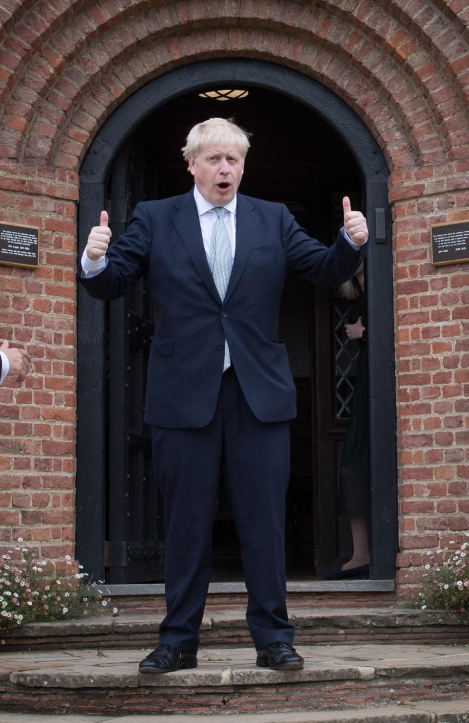 Conservative party leadership candidate Boris Johnson during a tour of the RHS (Royal Horticultural Society) garden at Wisley, in Surrey.