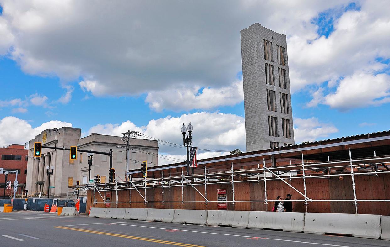 Construction continues at the site of a former Citizens Bank building on Hancock Street in Quincy on Thursday, Sept. 29, 2022.