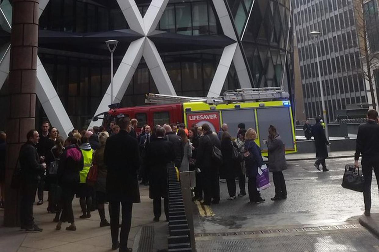 Evacuation: Firefighters were called to the Gherkin: Twitter/Tristanpc