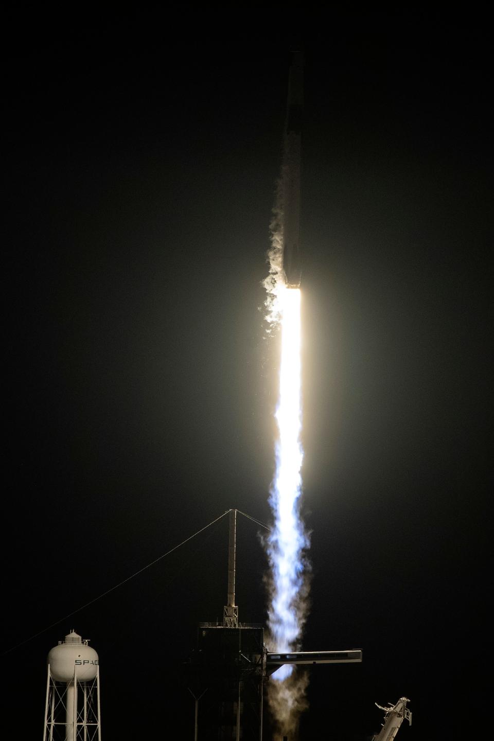 SpaceX Falcon 9 rocket with the company’s Crew Dragon spacecraft onboard takes off during the Demo-1 mission (Photo by Jim WATSON / AFP) (Photo credit should read JIM WATSON/AFP/Getty Images)