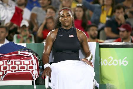 Serena Williams during her match against Elina Svitolina of Ukraine. REUTERS/Kevin Lamarque