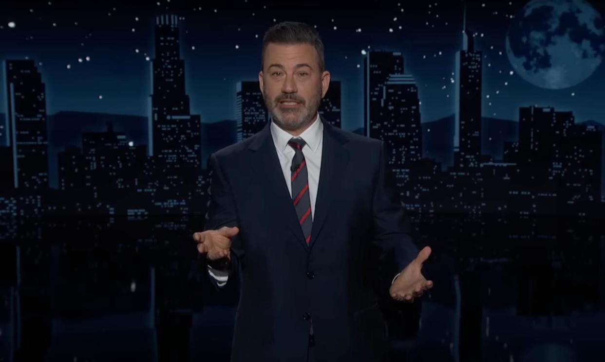 <span>Jimmy Kimmel on hurricane conspiracy theories: ‘Has anyone thought about unplugging America and then plugging it back in again? Because we could use a reset.’</span><span>Photograph: Youtube</span>