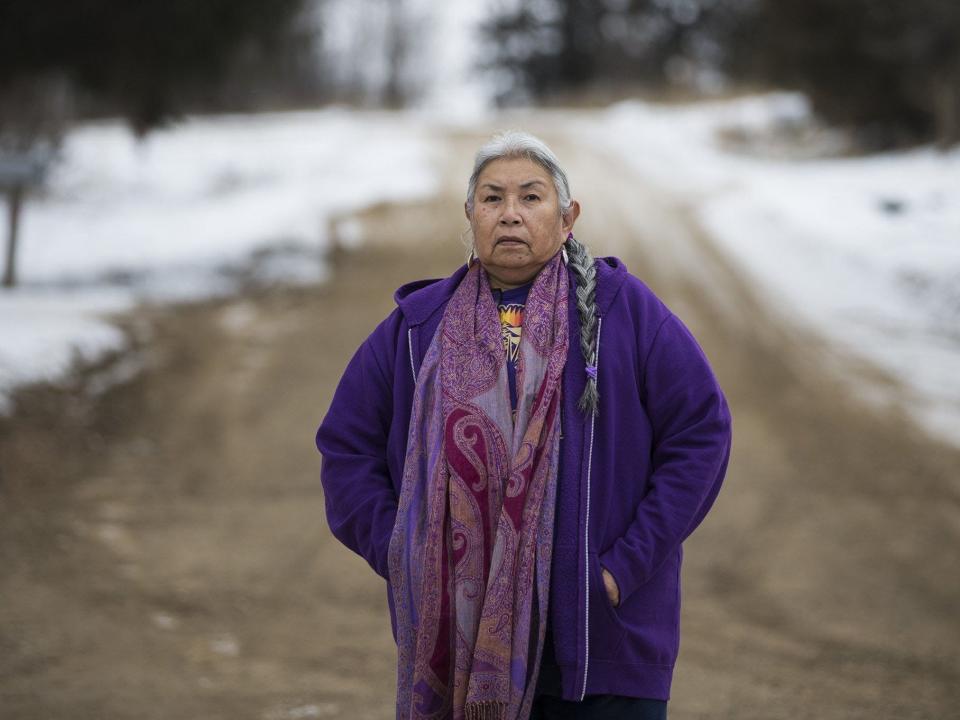 Faith Spotted Eagle outside her home in Lake Andes, South Dakota, 2014.