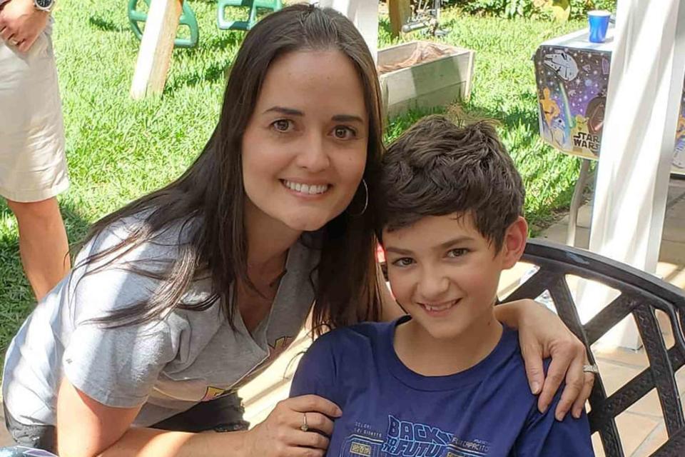 <p>Danica McKellar Instagram</p> Danica McKellar and her son Draco Vert pose for a photo.