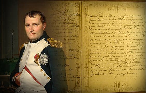 拿破崙(Napoleon Bonaparte)寫給妻子約瑟芬(Josephine)的情書。(圖:Jacques-Louis David, 央廣影像處理)