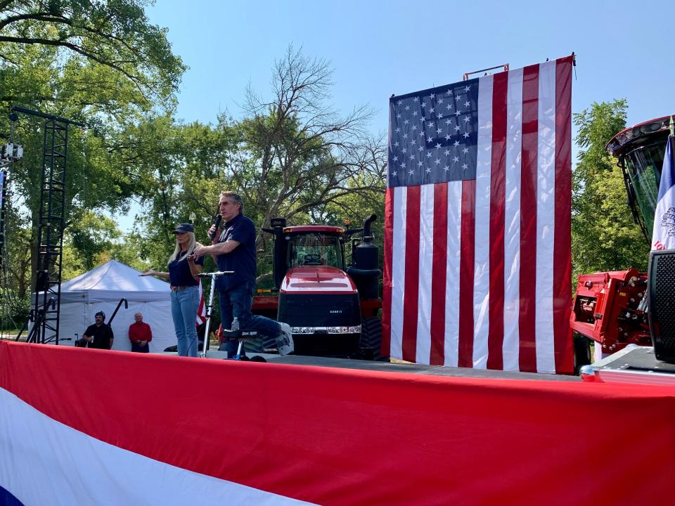 North Dakota Gov. Doug Burgum joined five other Republican presidential candidates at the Story County Fairgrounds for the 4th Congressional District Presidential Tailgate and Straw Poll in the hopes of appealing to Iowa voters ahead of the Cy-Hawk game in Ames on Saturday, Sept. 9, 2023.