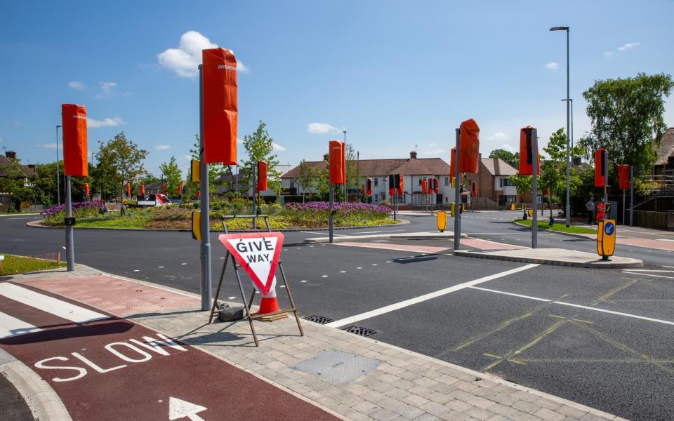The 31 sets of traffic lights around the junction are said to be part of a wider scheme aimed at keeping cyclists safe from pedestrians and cars
