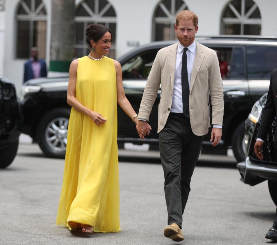 The Duchess of Sussex wore this Carolina Herrera dress for Archie's first birthday celebration and the couple's second pregnancy announcement