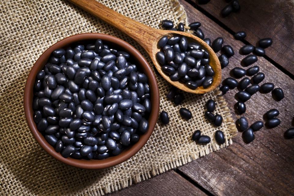 <p>Beans are loaded with fiber to keep your blood sugar stable, along with folate and <a href="https://www.prevention.com/food-nutrition/healthy-eating/g20465791/8-foods-that-have-more-iron-than-beef/" rel="nofollow noopener" target="_blank" data-ylk="slk:iron;elm:context_link;itc:0;sec:content-canvas" class="link ">iron</a>. Get even more out of this vegetarian protein source by choosing darker varieties (like kidney or black beans), which have higher concentrations of antioxidants and phytonutrients. </p><p><strong>Try it:</strong> <a href="https://www.prevention.com/food-nutrition/recipes/a20519766/black-bean-burgers-0/" rel="nofollow noopener" target="_blank" data-ylk="slk:Healthy Black Bean Burgers;elm:context_link;itc:0;sec:content-canvas" class="link ">Healthy Black Bean Burgers</a></p>