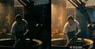 “Woman Sesame Oil Maker” Restoration Comparison Picture