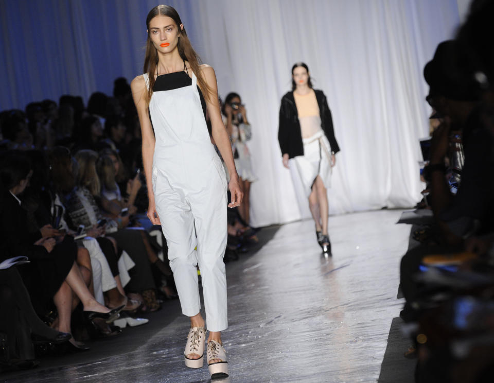 The Rag & Bone Spring 2014 collection is modeled during Fashion Week, Friday, Sept. 6, 2013, in New York. (AP Photo/Louis Lanzano)