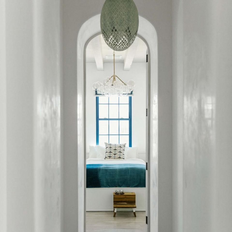 blue and white mediterranean oasis veranda relaxing bedroom decor