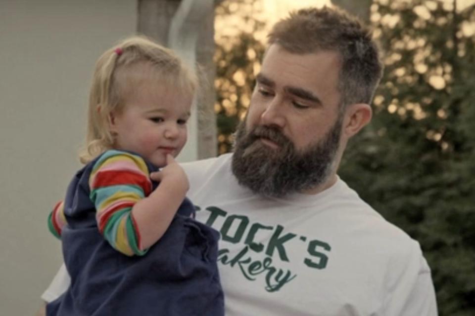 <p>Prime Video</p> Jason Kelce and daughter Elliotte