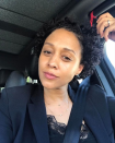 <p>Mowry wears a blazer and some jewels while rocking a makeup-free face. (Photo: Instagram/tiamowry) </p>