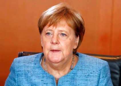 FILE PHOTO: German Chancellor Angela Merkel attends the weekly cabinet while in Berlin, Germany, September 19, 2018.  REUTERS/Fabrizio Bensch