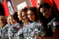 <p>Tampa Bay Buccaneers cheerleaders perform for fans during the first quarter of an NFL game between the Tampa Bay Buccaneers and the Chicago Bears on November 13, 2016 at Raymond James Stadium in Tampa, Florida. (Photo by Brian Blanco/Getty Images) </p>