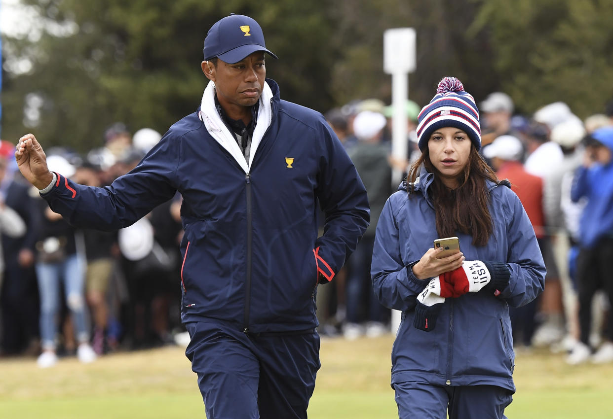 Tiger Woods and Erica Herman in 2019. (William West/AFP via Getty Images)