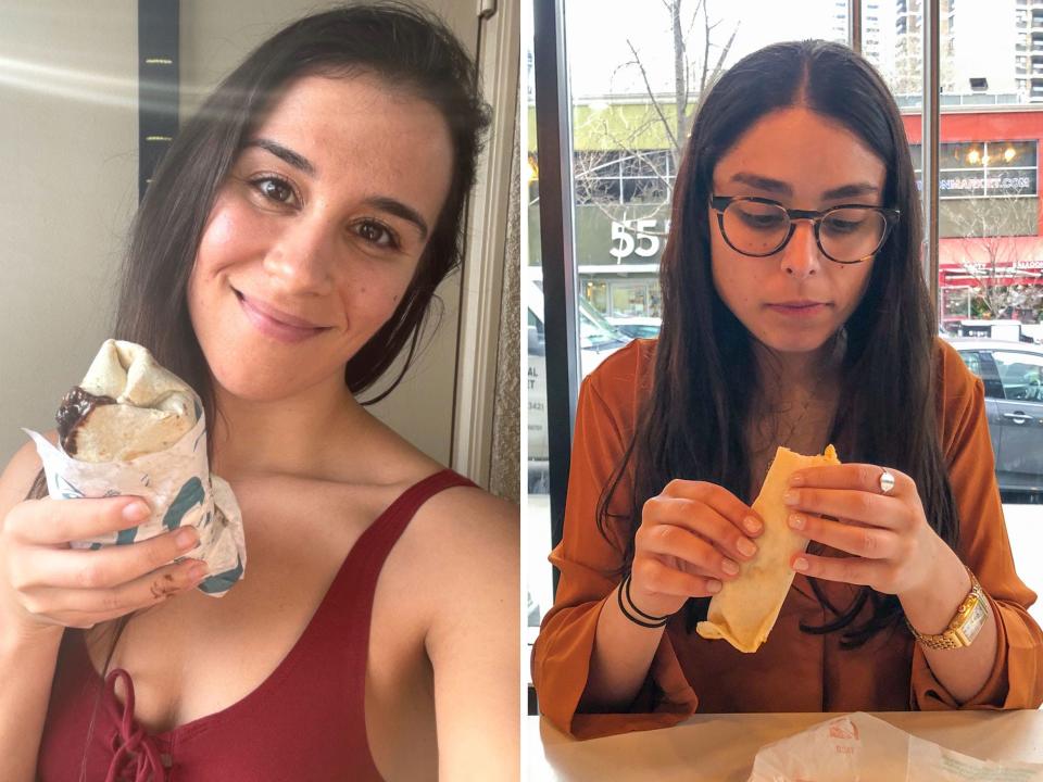 Anneta and Rachel with Taco Bell Cravings Value Menu items