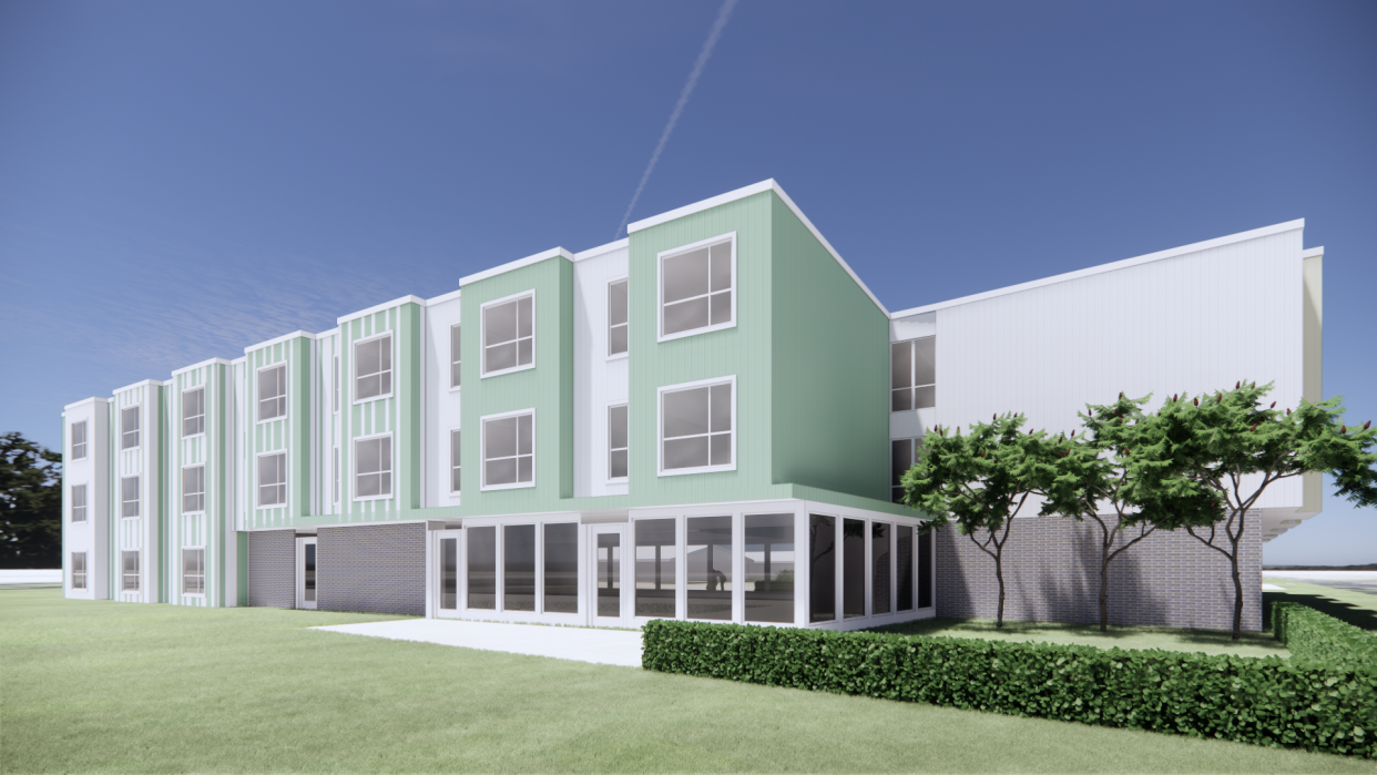 An artist's rendering of Harriet's Hope, a 52-unit affordable housing complex for survivors of human trafficking, where they will also receive programming and support services to help their recovery journey. It will welcome its first residents on Dec. 1, and the project is a partnership between the Columbus Metropolitan Housing Authority and Beacon 360 Management.