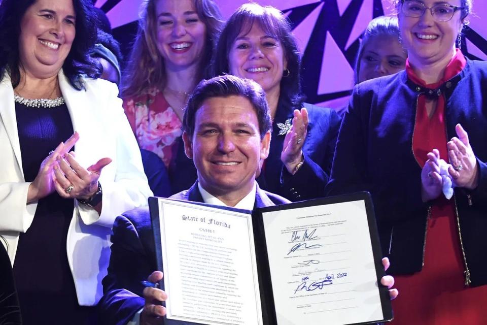 Florida Governor Ron DeSantis signed the six-week abortion bill into law on April 13.